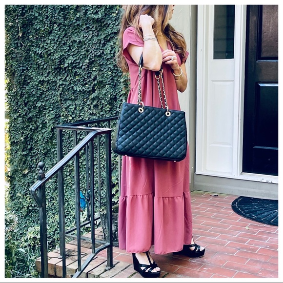 #03 Fabulous vegan leather quilted chain tote Bag - Picture 7 of 8